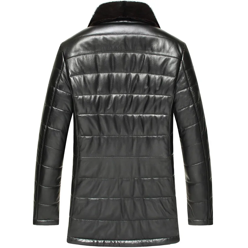 Мужская зимняя куртка из натуральной овечьей кожи с меховым воротником | одежда