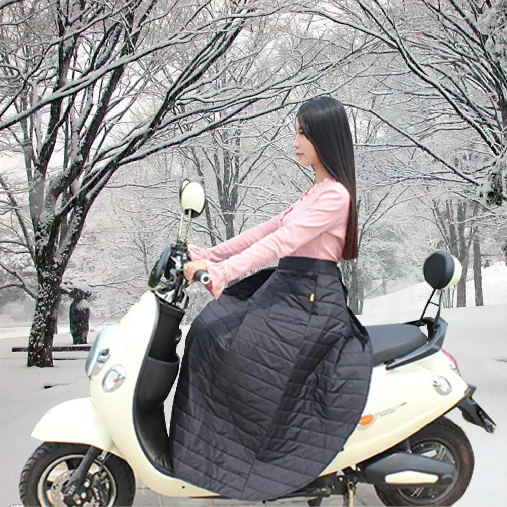Winter Riding Windproof Warm Cotton Skirt Knee Leg Cover Waterproof Cold High Waist Electric Motorcycle Black |