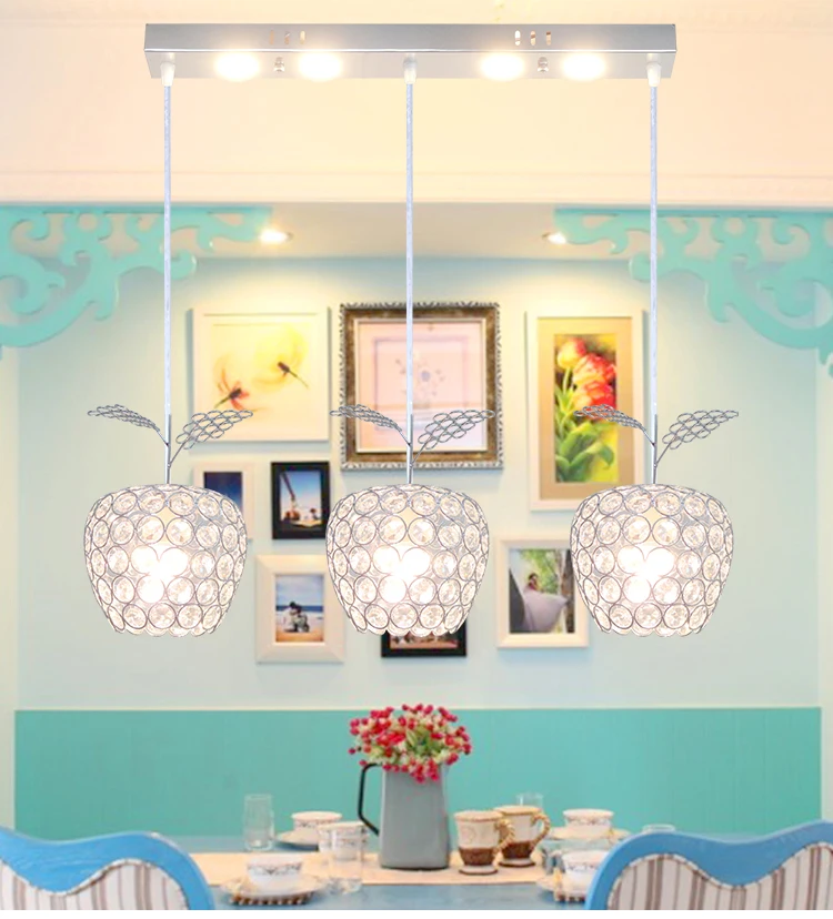 Современная Минималистичная трехсветодиодная хрустальная лампа для ресторана