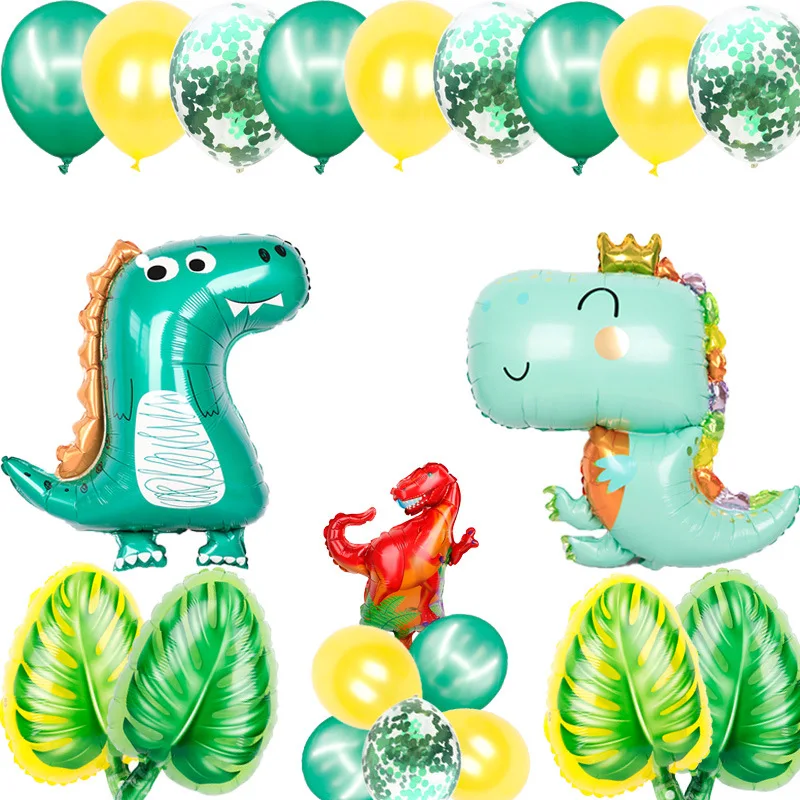 Cute Dragon Aluminum Membrane Balloon Crown Dinosaur Birthday Party Steak Arrangement Dinosaur Theme Balloon Wholesale