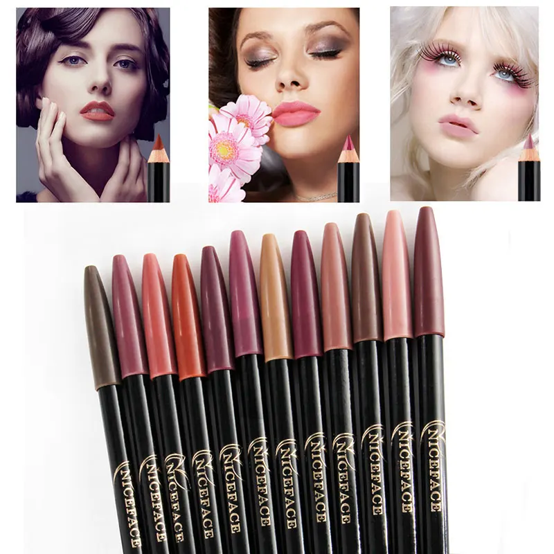 12 цветов матовая губная помада Гладкий натуральный карандаш для губ Длительное