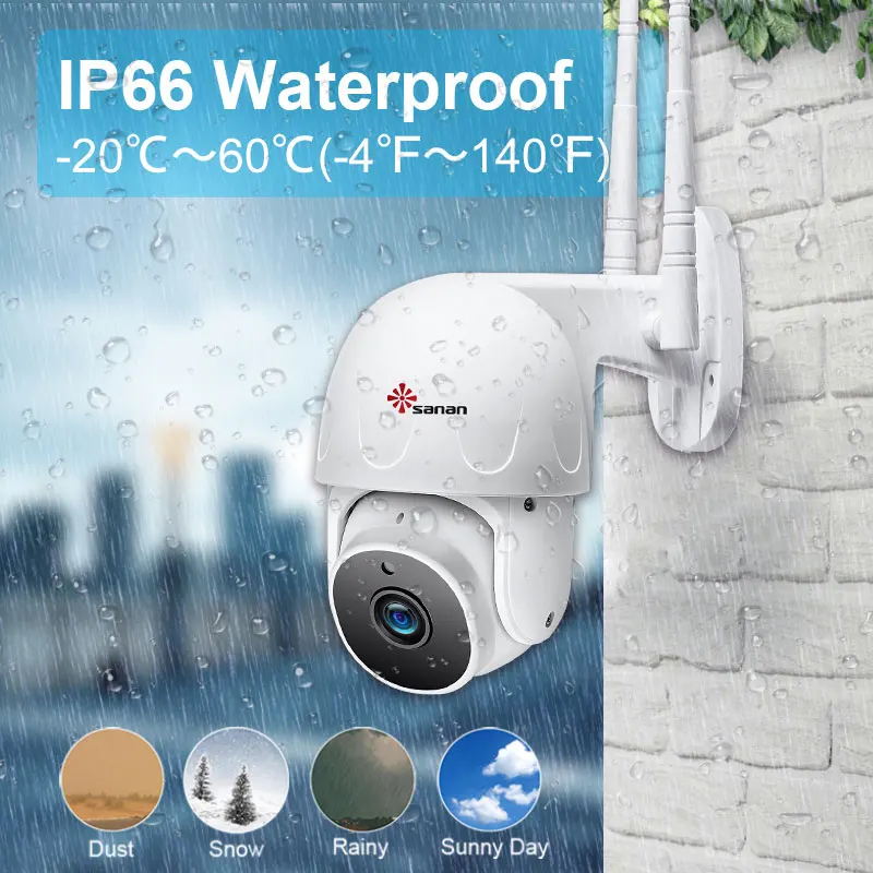 SANAN Tuya 1080P PTZ IP камера Открытый WiFi Беспроводное автоматическое отслеживание