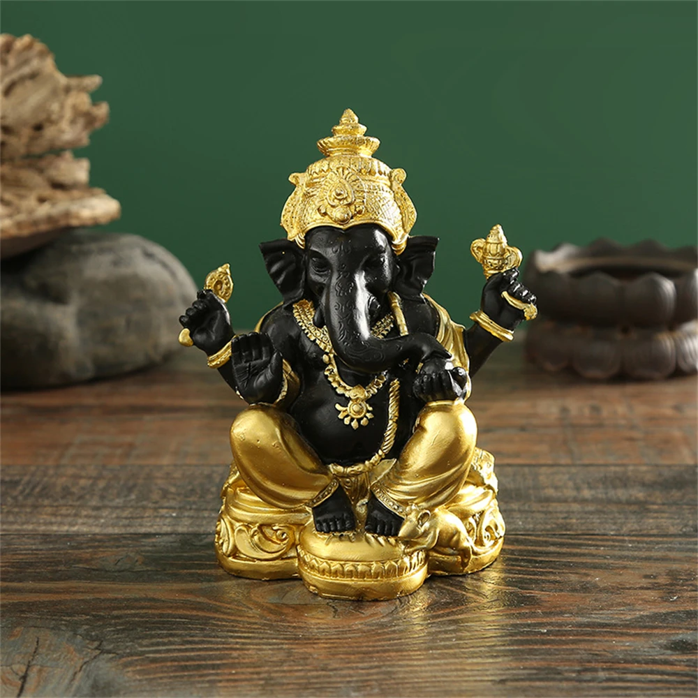 

1Pcs Lord Ganesha Statue Buddha Elephant Hindu God Sculpture Figurines Resin Home Garden Decoration Buddha Statues For House