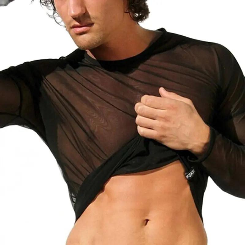 Футболка мужская для бега и фитнеса супертонкая прозрачная дышащая футболка из