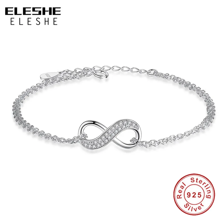 Аутентичные 925 стерлингового серебра браслет-цепочка со стразами CZ цирконием