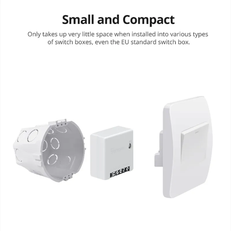 

1-30pcs SONOFF MINIR2 Wireless Wifi DIY Mini R2 Switch 2 Way Wiring Smart Home Automation,Support EWeLink APP Alexa Google Home
