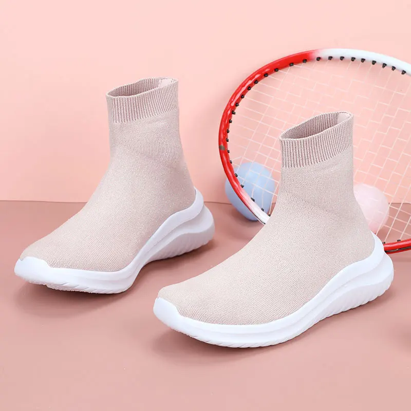 

Flywire Ladies Shoes New Arrival Mesh Breathable Socks Boots Comfortable Slip on Walking Sneaker Lightweight Ladies Casual Shoe