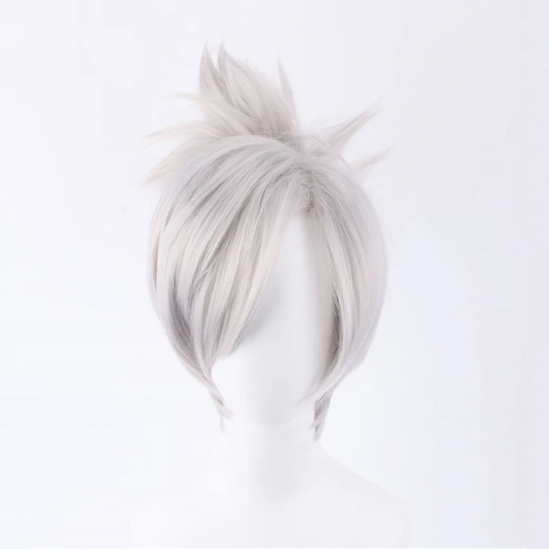 Парик для косплея LOL Riven the Blade of изгнания короткие Серебристые белые