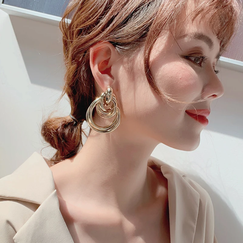 Модные витые большие серьги FLASHBUY из сплава для женщин геометрические