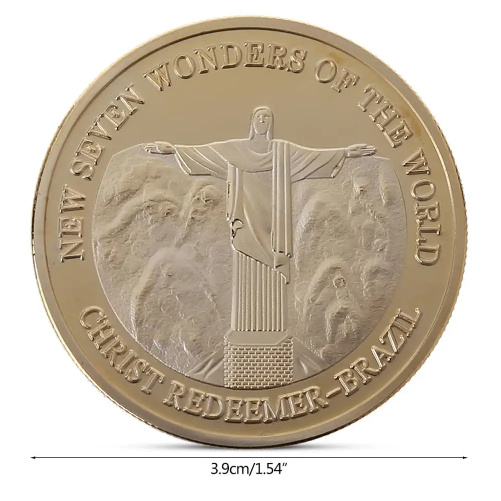 Позолоченная монета Бразилия Христос Искупитель Новые Семь чудес мира монеты