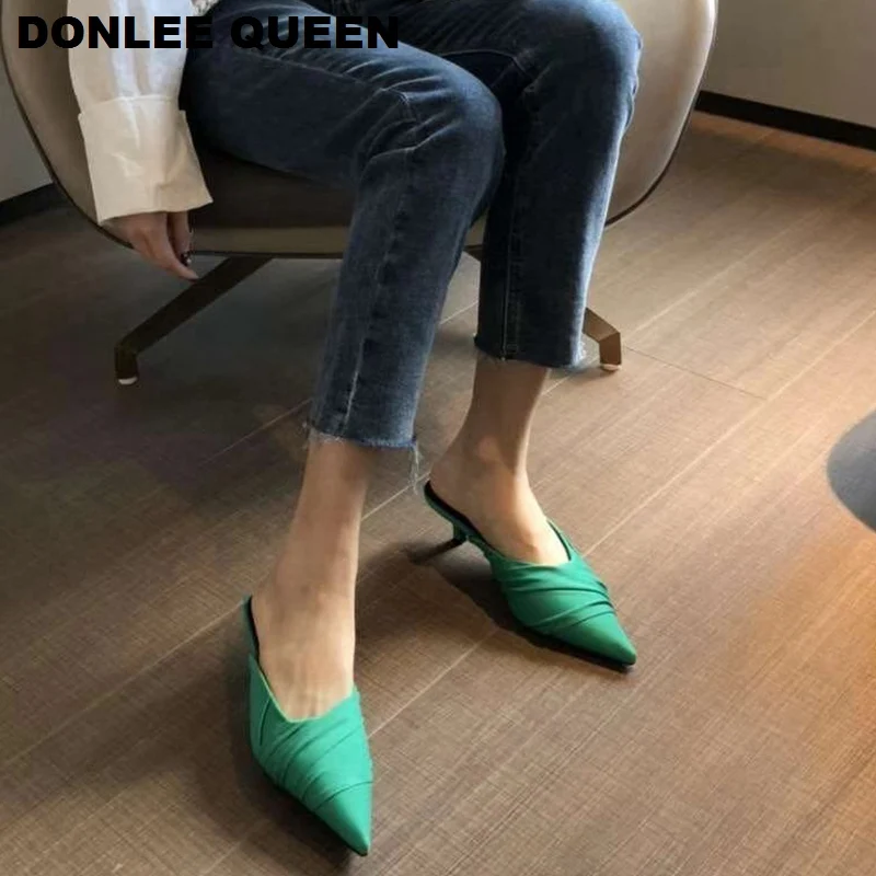 Шлепанцы женские в горошек брендовые Дизайнерские летние туфли шлепанцы с