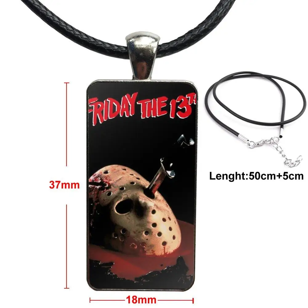 

Fashion Glass Cabochon Pendant Necklace With Women Steel Plated Statement Jewelry For Unisex Jason Vorhees Friday 13th