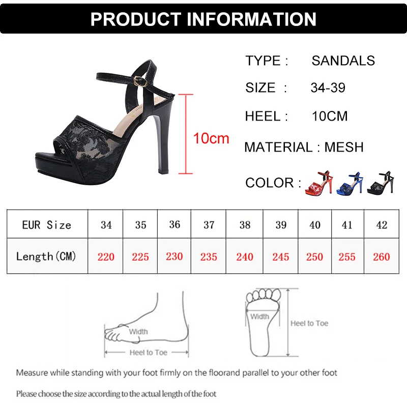 

Rimocy Sexy Women Mesh Embroider Floral Sandals High Heels Spike Platform Ankle Strap Summer Sandals Woman Wedding Party Shoes