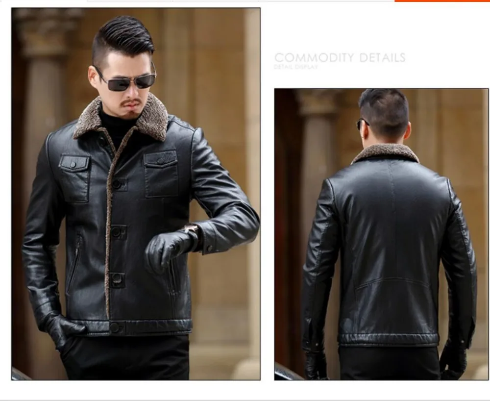 

2021 Winter M-4xl Men's Velvet Thick Casual Genuine Special Offer Fashion Sheep Leather Jacket Plus Size Clothes