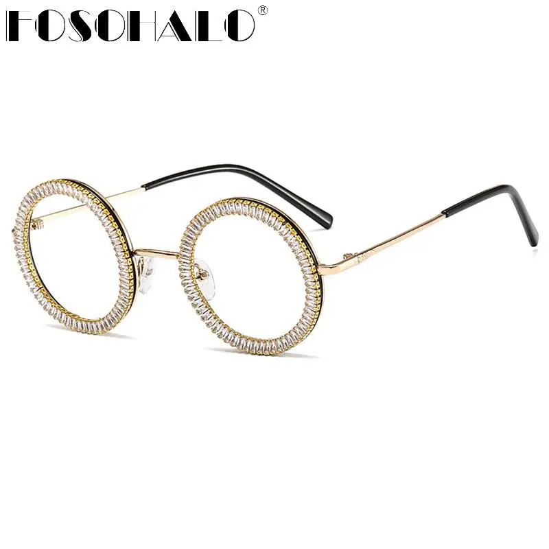 

Круглые Солнцезащитные очки с кристаллами, женские роскошные Брендовые очки, цветные овальные солнцезащитные очки, Винтажные Солнцезащитн...