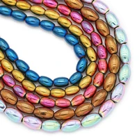 68mm natural stone rice grains oval bluegoldpurple hematite beads spacer loose for beads jewelry making diy bracelet necklace