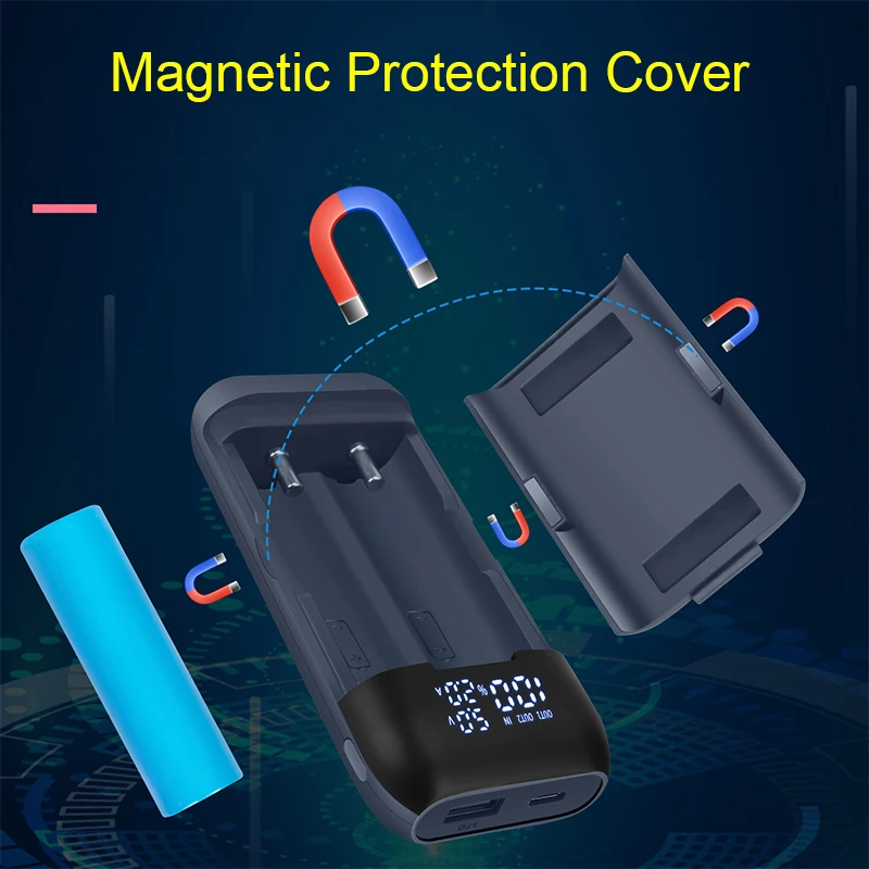 18650 Коробка для зарядки аккумуляторов QC3.0 PD 18 Вт Быстрая зарядка сделай сам Корпус