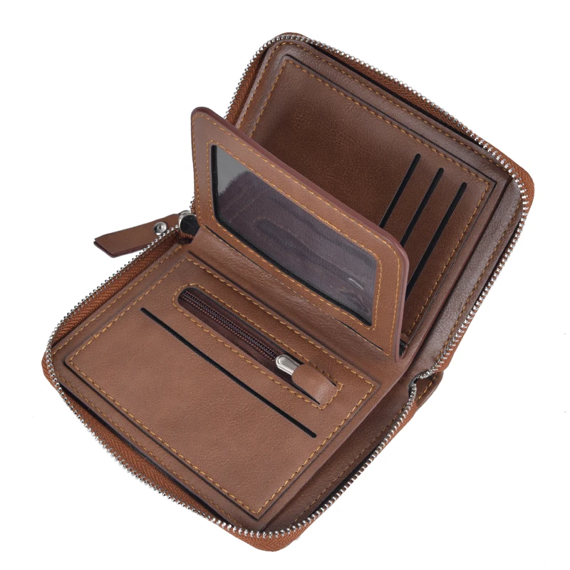 

Hot men's wallet retro RFID anti-theft brush coin purse short vertical wallet wallet card holder