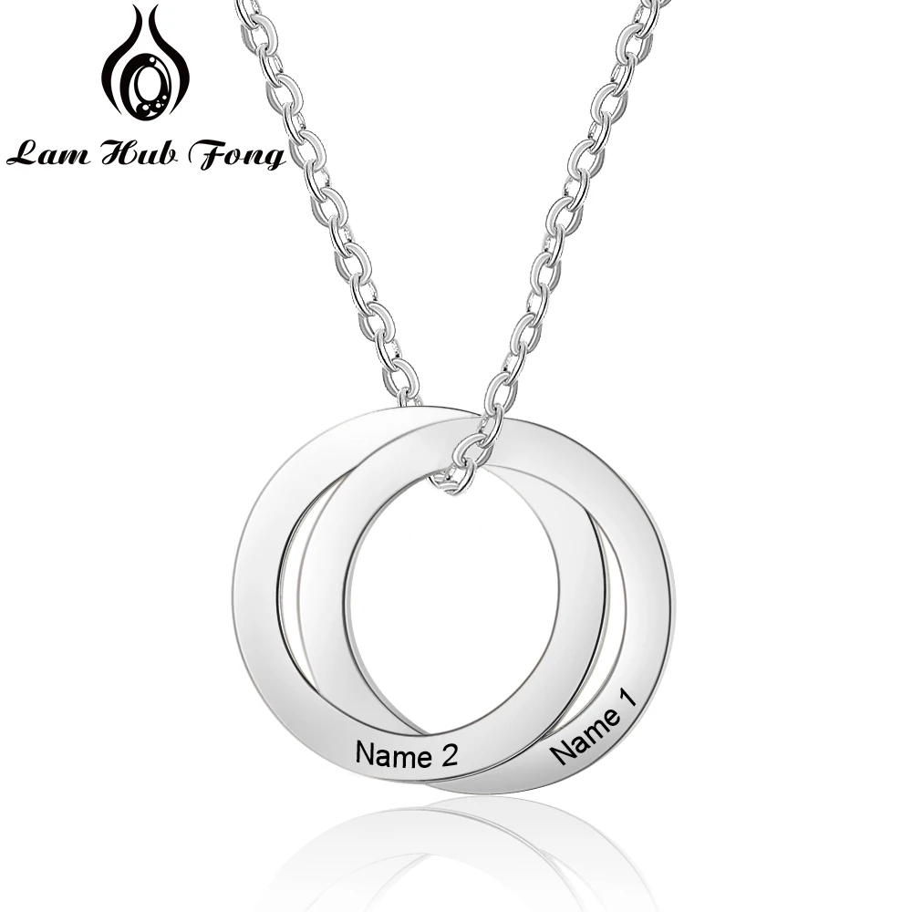 Персонализированные 2 имени ожерелье простые круги подвески ожерелья на заказ из