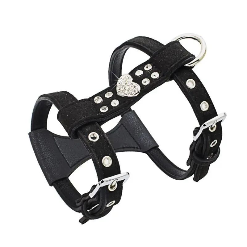 Нагрудный ремень для домашних животных блестящие стразы дизайн сердца Сбруя