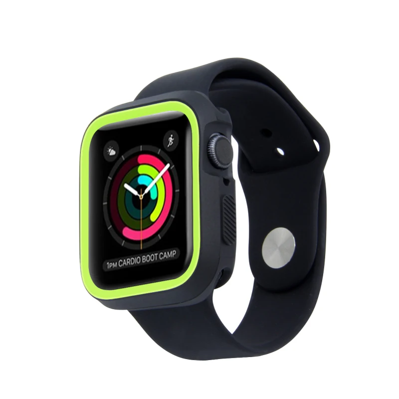 Двухцветный Мягкий силиконовый чехол для Apple Watch Series 4 3 2 1 резиновый с полной