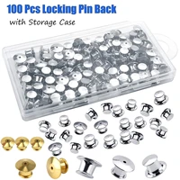 100 pcs locking pin backs metal pins keepers clasp clutches no tool required with storage case golden silver color