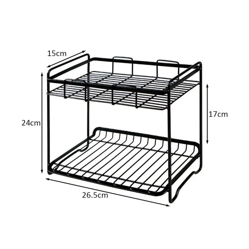 

2020 New High Quality Durable Openwork Iron Design Double-layer Floor Finishing Rack Household Kitchen Bathroom B6B80B1