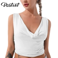 summer ruched sexy tank tops for women sleeveless white plunge top cropped club party fashion outfits