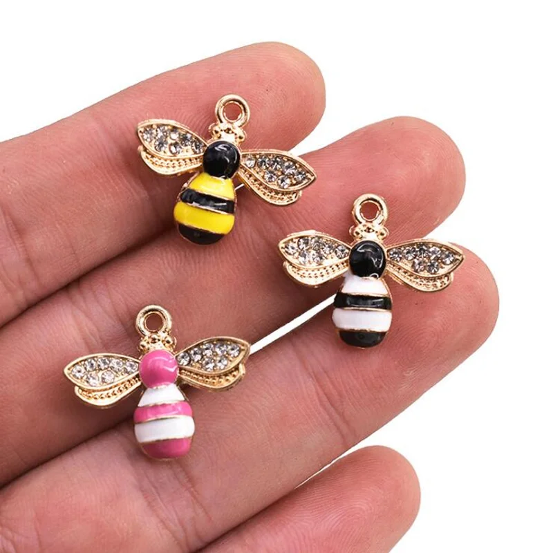 

5pcs 19x24mm Acrylic Alloy Little Bee Charms Nacklace Pendants for Necklace Making DIY Jewelry Making Gifts Jewelry