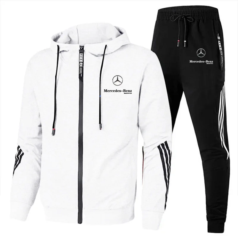 

2021 European and American hoodie sweater suit men's fall/winter hoodie trendy fashion leisure sports fitness two-piece suit
