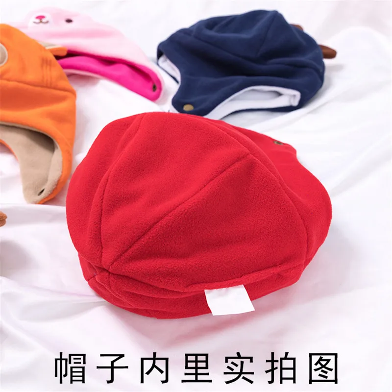 New Knitted Children Hats Cartoon Beanies Hat Warm Girl Boy Thick Velvet Cap Autumn Winter Windproof Baby Toddler Beanie | Аксессуары