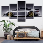 Модульная черная картина HD печать 5 шт. Porsche 911GT, автомобильная Картина на холсте, плакат для гостиной, домашний декор, настенный художественный каркас