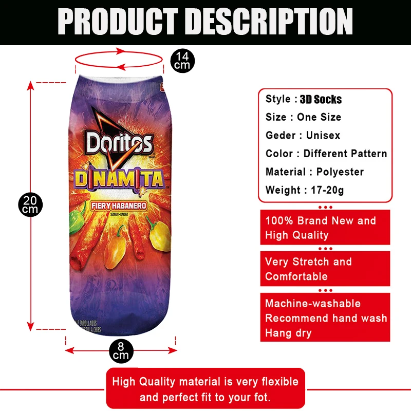 

New 3DPrinted Women's Cotton Socks Fun Food Cartoon Pattern Low Ankle Socks Kawaii Invisible Socks Girl