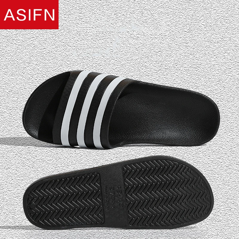 Тапки ASIFN из ЭВА для мужчин и женщин повседневные шлепанцы в черно белую полоску