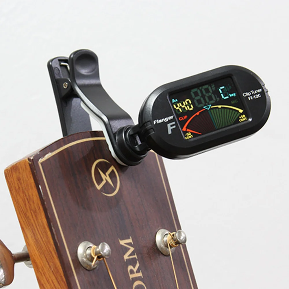 

LCD Display Guitar Tuner Clip-on Universal Multiple Use Tuner for Ukulele Violin Guitar Equal Temperament (Black)