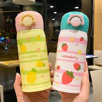 creative fruits stainless steel vacuum water bottle cute kids thermos bottles portable leakproof student straight drinking cups