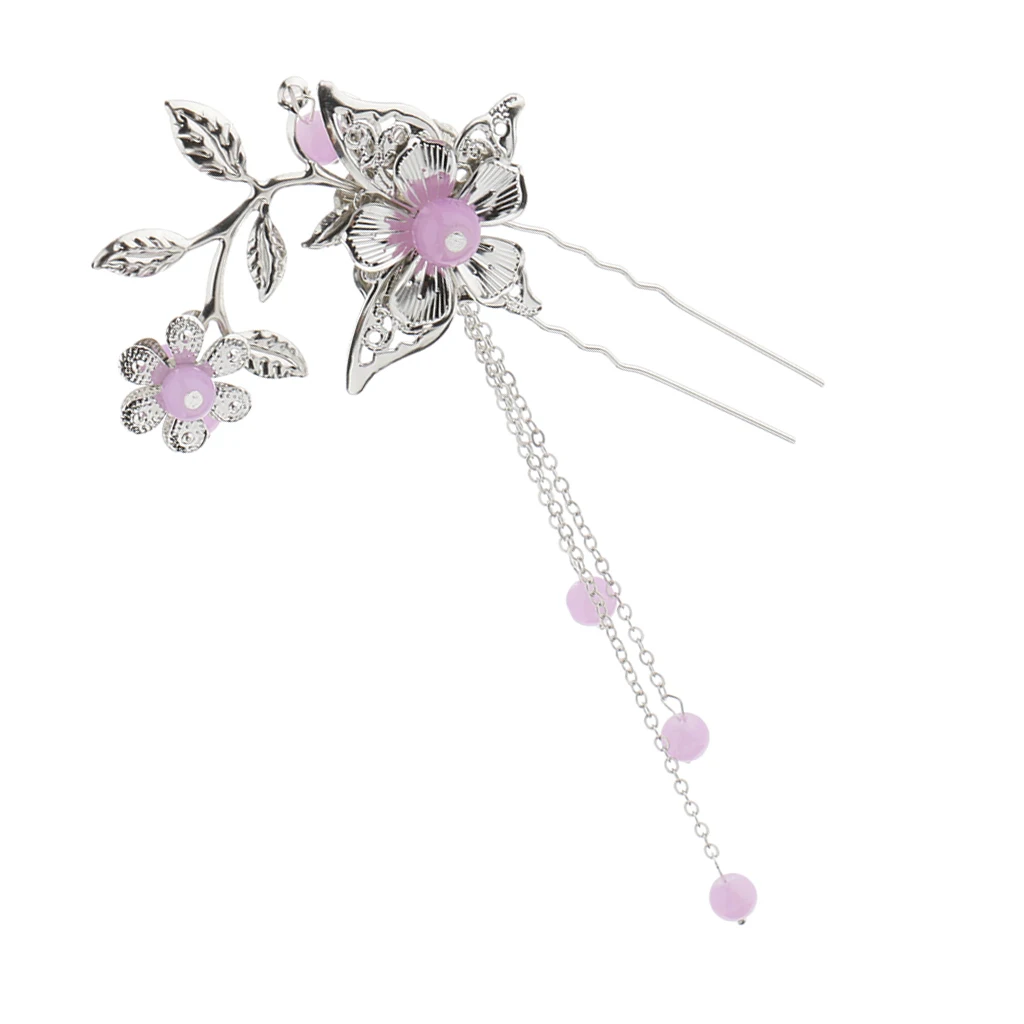 Нефритовый шарик цветок заколка для волос канзаши клип Классическая ханьфу