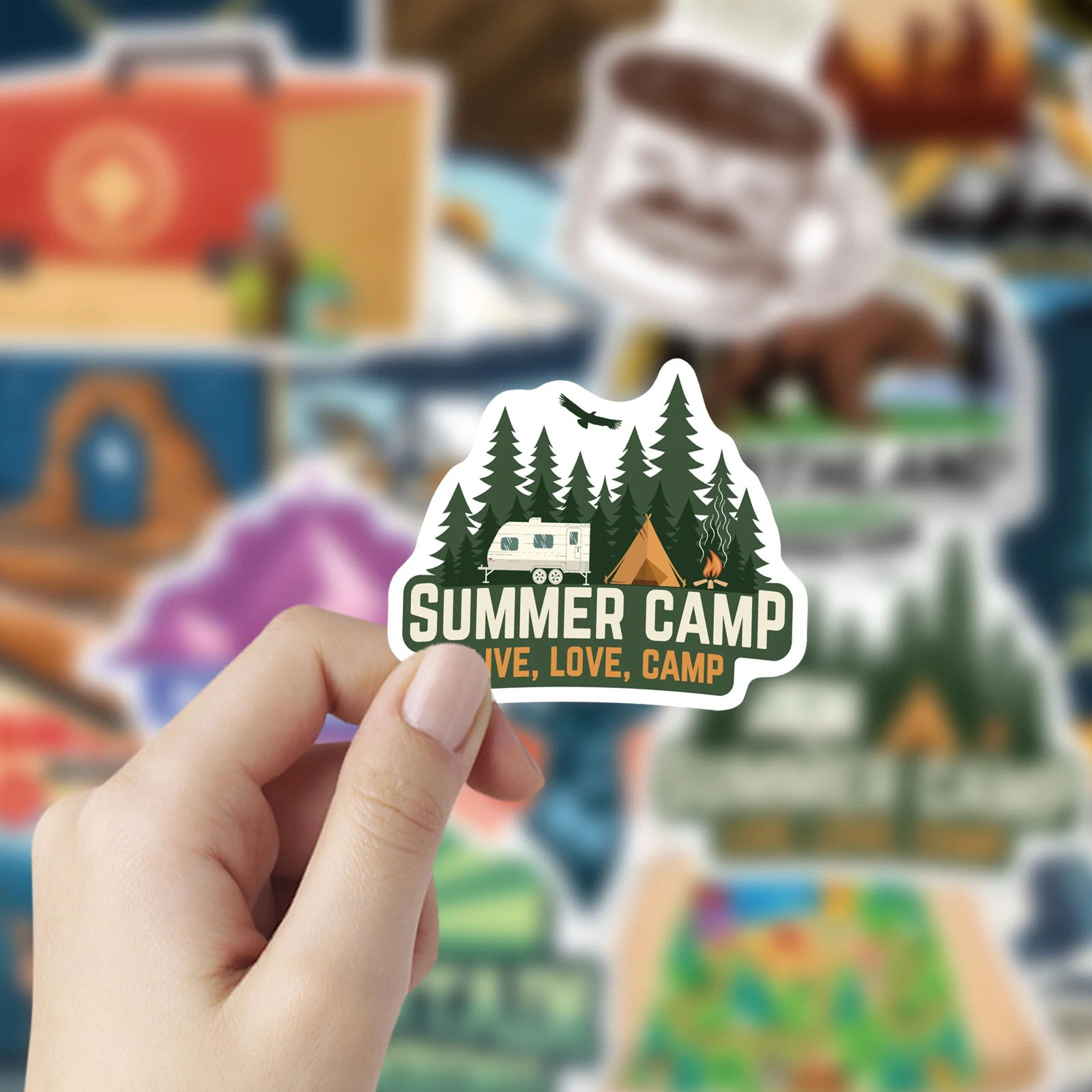 

Wholesale Pack 800 Pcs Outdoor Climbing Stickers Adventure Travel Camping Sticker on Laptop Water Bottle Scrapbooking Kids Gift