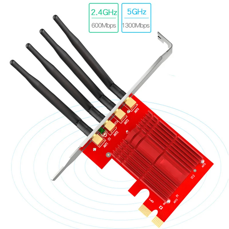 

AC1900 Wireless PCI-E Networks Card Duals Band WiFi Adapter Card for Desktop PC JHP-Best