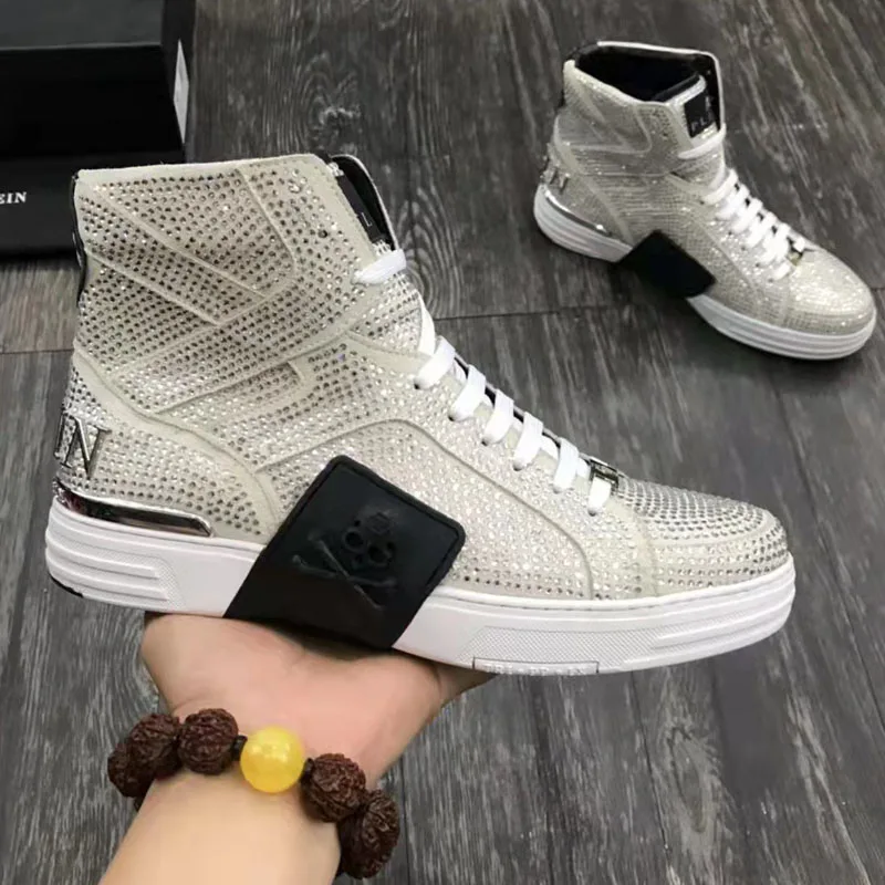 

Luxury designer women's sports shoes leather crystal men's running shoes lovers men's and women's general tennis platform shoes