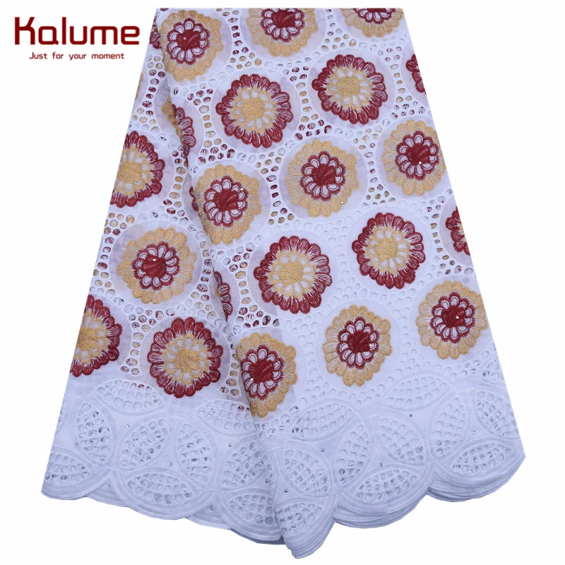Африканская кружевная ткань Kalume с отверстиями вышивка камнями швейцарская