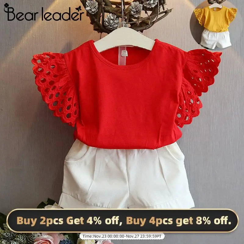 Комплект одежды для девочек Bear Leader летняя Брендовая детская одежда однотонная