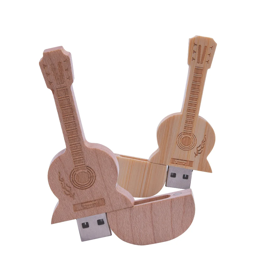Логотип на заказ Деревянный Флешка в виде гитары Гитары флеш диск Usb 2 0 накопитель