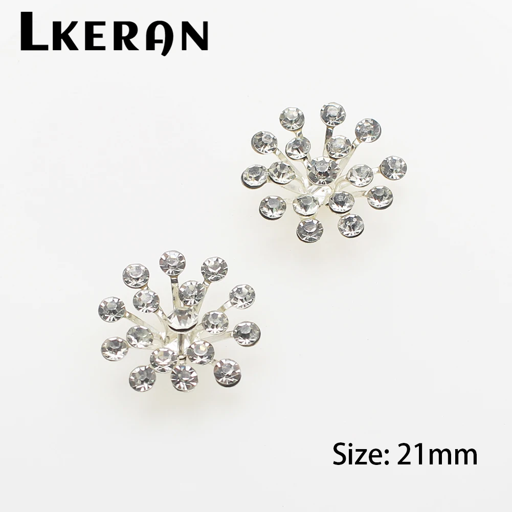 

LKERAN 10 шт. 21 мм железный лист цветок хрустальные пуговицы с плоской задней стороной украшение искусственное украшение