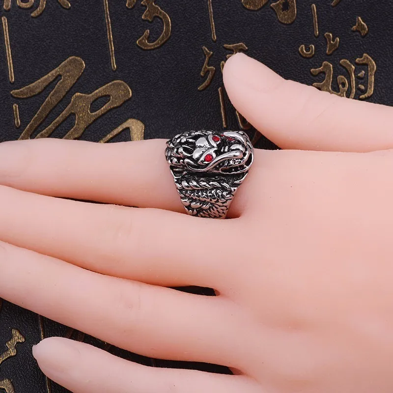 Мужское кольцо с китайским драконом в стиле панк готика древние легенды хип-хоп