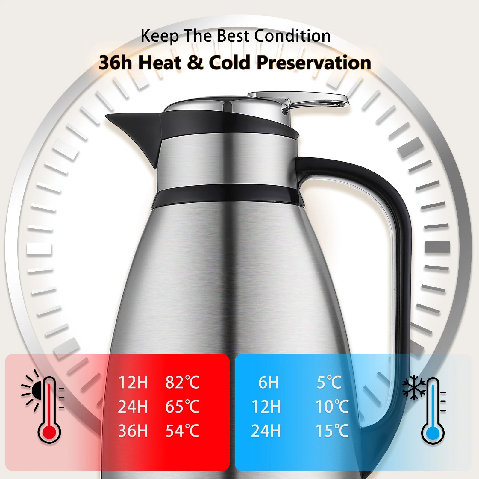 термос для чая Термос из нержавеющей стали 304 вместительный с колбой закипания