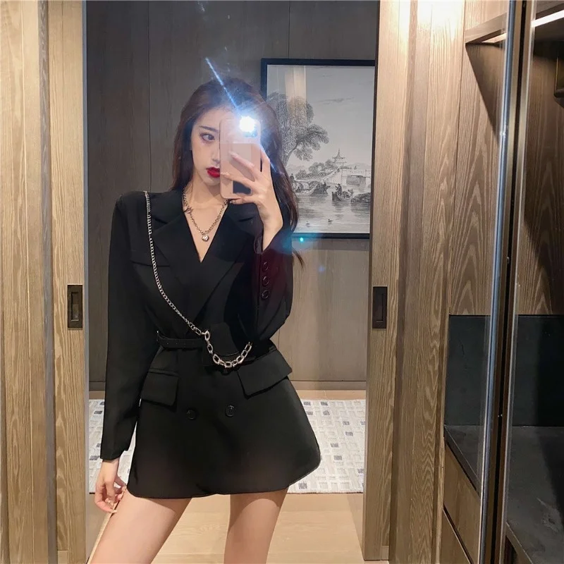 

Black Suit Jacket Women's Clothing 2021 Autumn New Chic Design Sense Fashion Temperament Slim Suit