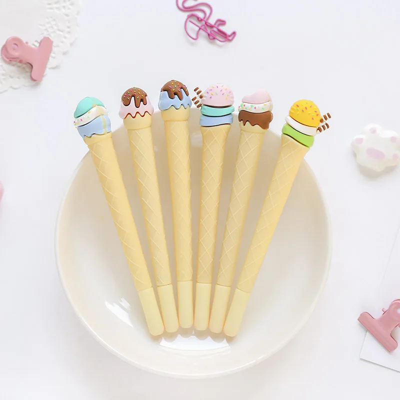 

3pcs Summer Ice Cream Cute 0.5mm Ballpoint Sign Gel Pen Blue Ink Pens Funny Stationery Child Kids Gift School Supplies H6037