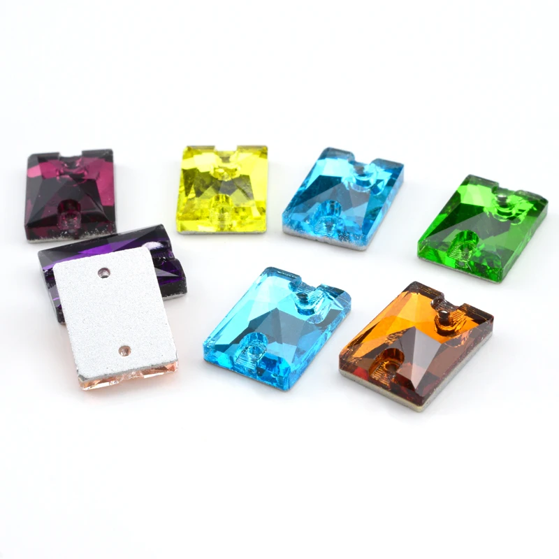 Стеклянные прямоугольные Стразы для шитья стразы разных размеров с двумя