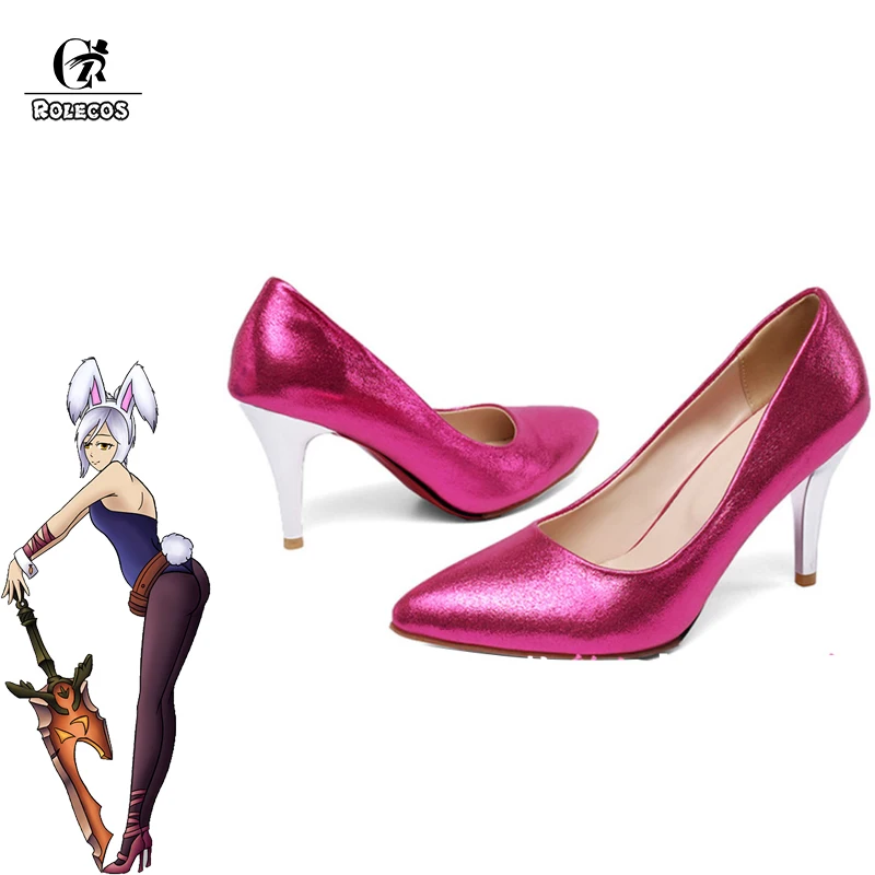 Обувь для косплея ROLECOS LOL Riven обувь Bunny Girl на высоком каблуке розово фиолетовая 7 см